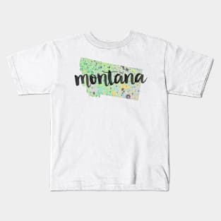 montana - calligraphy and abstract state outline Kids T-Shirt